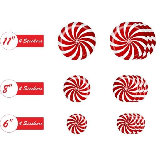 EW046 Christmas candy stickers 12PCS a set DIY self-adhesive round holiday decoration cartoon floor stickers wall stickers