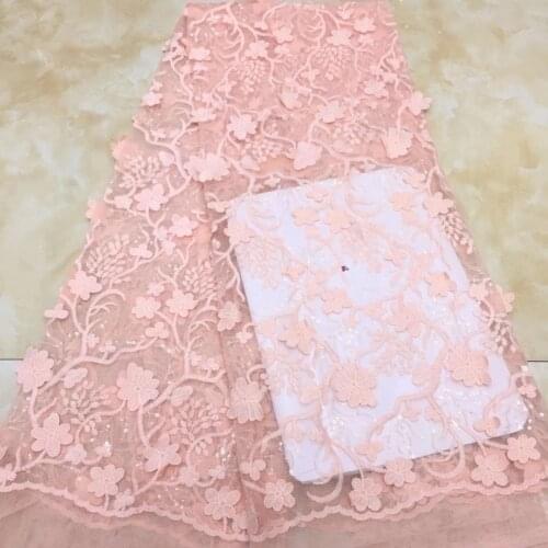 The latest design French mesh lace fabric high quality African tulle lace and sequined Nigeria lace fabric wedding D4251
