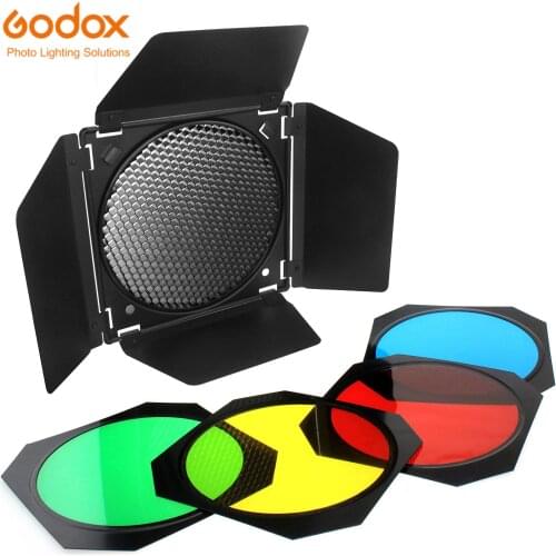 Godox BD-04 Barn Door Barndoor Honeycomb 4 Color Gel Filters for 7 Inch Standard Reflector for GODOX SL60W SL150II SK400II