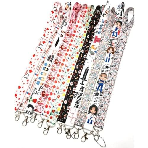 Hot Sale! Greys Anatomy Doctors nurse Lanyard Neck Strap Card Bus ID Holders With Key Chain