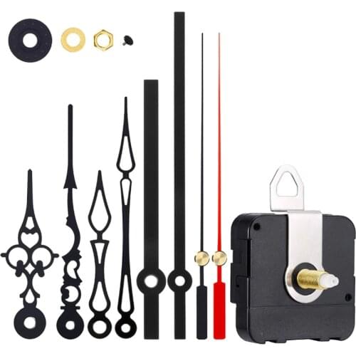 Hot Black Quartz Wall Clock Movement Mechanism for Hands Wall Clock DIY Repair Tool Parts Kit (Black and Red Pointers Set)