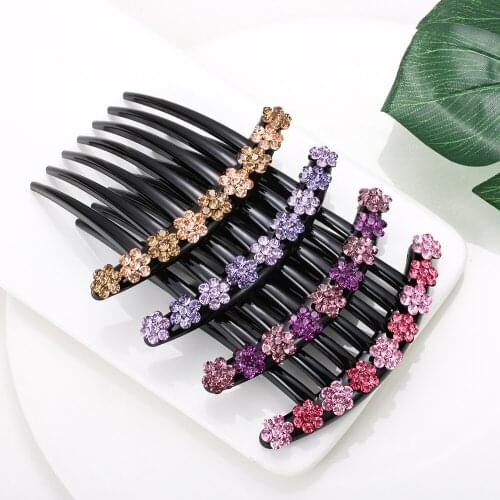 Crystal Flower Hair Combs Hairpins Bridal Hair Clips Rhinestone Headpieces Women Elegent Hair Ornaments Accessories