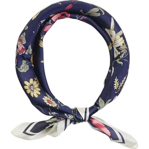 Jinjin.QC 2019 Soie Silk Scarf Floral Square Scarves and Wraps Echarpe Foulard Femme Cat Printed Bandanas Headband Drop Shipping