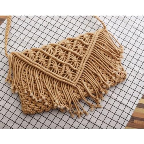 2017 Summer National Beach Bag Women Straw Messenger bags Female Knitting Shoulder Crossbody Bag Hollow Tassel Bag Lady Handbag