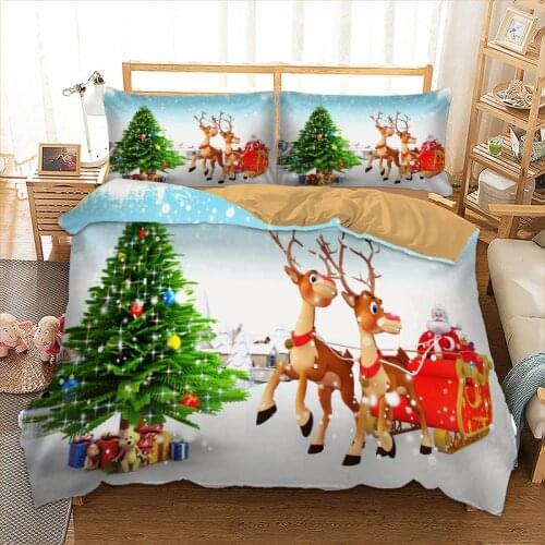 Merry Christmas Bedding Set 3D Cartoon Santa Claus Duvet Quilt Cover with Pillowcases Twin queen king size 2019 New Year