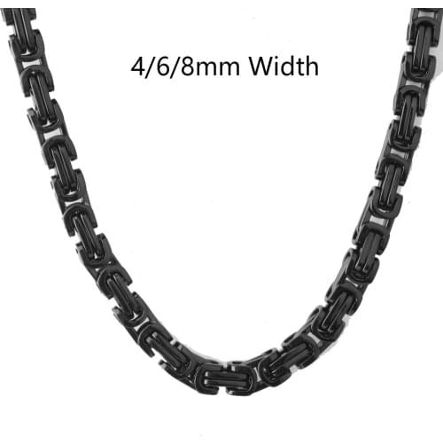 Mens Unisexs Necklaces Chains Black Tone Stainless Steel Byzantine Box Chain Necklace Or Bracelet For Mens Jewelry Fashion Gift