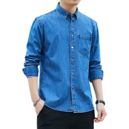 New Denim Cotton Long Sleeve Shirt Japanese Style Fresh Casual Shirt Fashion Mens Contracted Atmosphere Long Sleeve Shirt