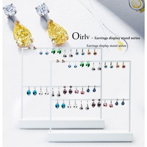 Oirlv White Metal Frame Earrings Display Stand Ear Stud Rack Holder Pendant Jewelry Display Showcase Jewelry Organizer Exhibitor