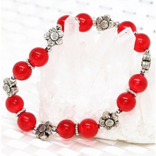 Original Natural Red Chalcedony Jades Stone Beaded Bracelets 8mm Round Beads Semi-precious Stone Jewelry Making 7.5inch B2056
