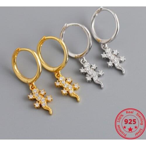 Europe And Americas Best-Selling 925 Sterling Silver Earrings Gecko Shape Inlaid Diamond Eardrop Fashion Ladies Accessories