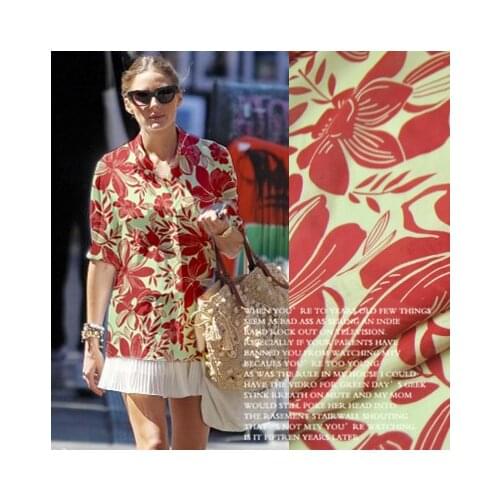 LEO&LIN Real silk cotton shirt fabrics silk dress with floral pattern skirt fashion fabric (1 meter)