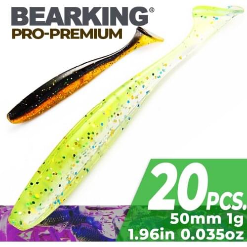 BEARKING Shiner 50mm 1g 20pcs/bag fishing Artificial Baits Wobblers Soft Lures Shad Carp Silicone Fishing Soft Baits Tackle