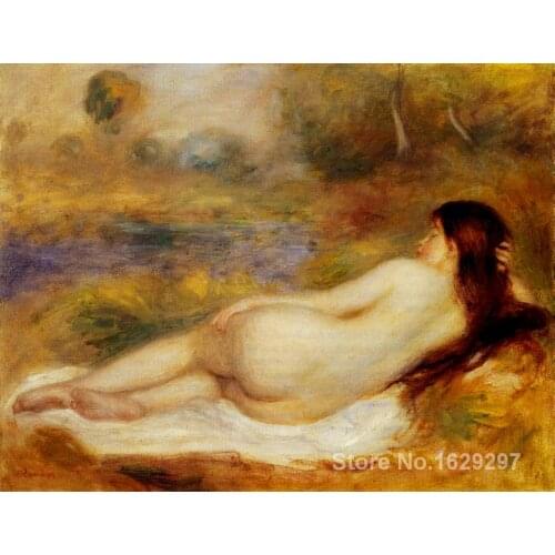Modern art reproductions Nude Reclining on the Grass-Pierre Auguste Renoir High quality Hand-painted