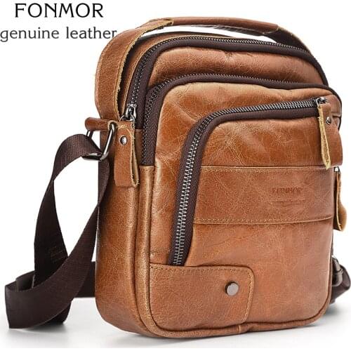 Soft Genuine Leather Mens Crossbody Shoulder bag Vintage Cowhide Messenger Bag for Male Small Casual Handbag