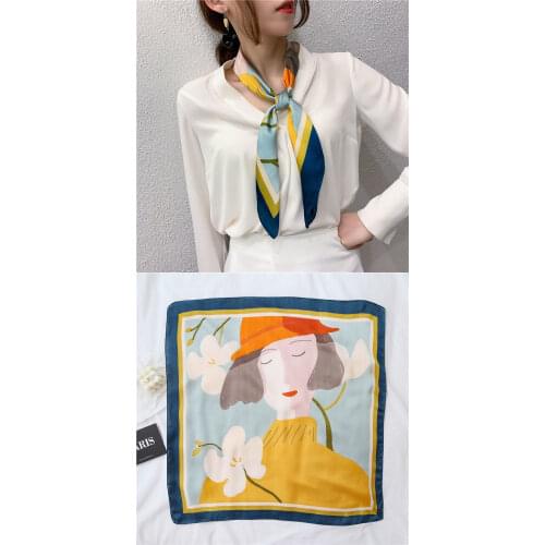 Tufaha Scarves Womens Small Square Professional Scarf Korea Tide Neck Scarf Sunscreen Scarf Four Seasons Casual Adult