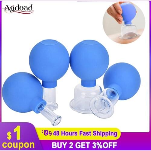Vacuum Cupping Cups PVC Head Massage Body 2/4pcs Suction Cupping Cans Glass jars Chinese Medical Therapy Meridian Dredge