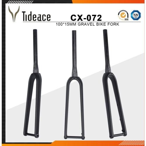 140mm Flat Mount Disc Brake fork 100*15mm Gravel Bike fork 700C Carbon CX Bike Fork Tapered cyclocross fork and thru axle shaft