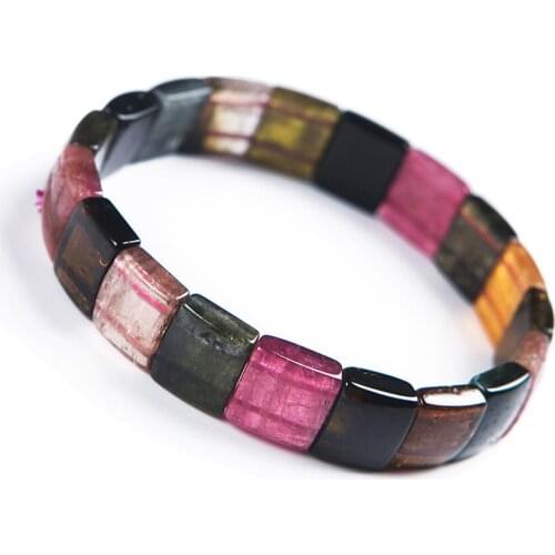 Genuine Natural Crystal Beads Colorful Tourmaline Stone Women Nice Bracelet AAAA