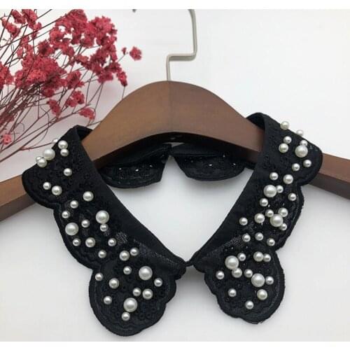 Women Fake Collar Handmade Beads Detachable Solid Color Shirt False Collar Blouse Clothes Vestidos Neckwear Decorative
