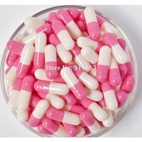 0 size 5,000pcs!Pink-white colored empty gelatin capsule,gelatine hollow capsule (joined or seperated capsule available!)