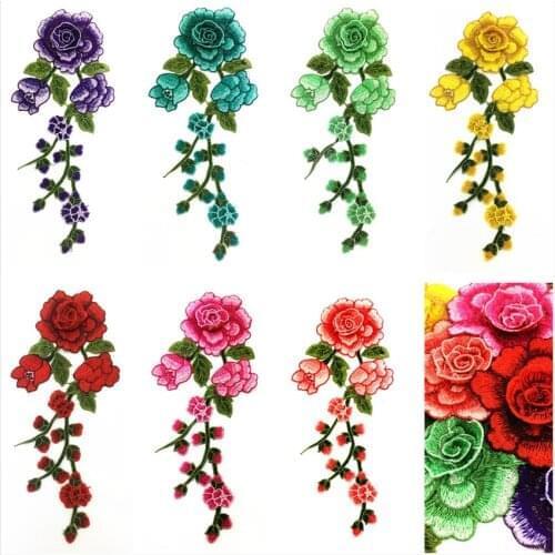 1Pc 3D 7 Colors Embroidered Fabric Rose Flower Venise Lace Sewing Applique Lace Collar Neckline Collar Applique Accessories