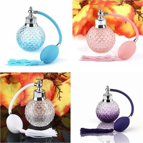 100ml Vintage Crystal Perfume Bottle Purple Spray Atomizer Refillable Glass Gift