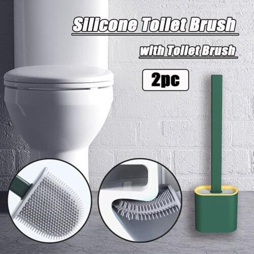 2Pcs Durable Silicone Toilet Brush Clean Tool ThermoPlastic Toilet Brush For Bathroom WC Accessories Fast Shipping escobilla wc