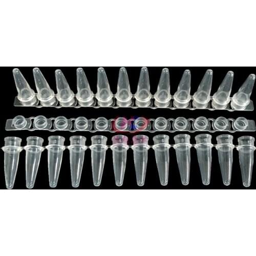 200 Set 0.2ml 12 Strip PCR Tube Centrifuge Tube Fluorescent quantitative PCR tube with cover