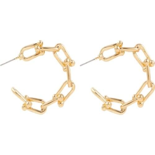 2021 Geometric Retro Metal Hollow Out Cuba Chain Earrings For Fashion Women Accessories Gold Exaggerated Earings Brincos