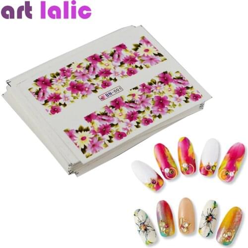 24 Sheets Nail Sticker Flower Water Transfer Decals Foil Rose Peony Sakura Floral Design Nail Art Tips Wrap For Valentines Day