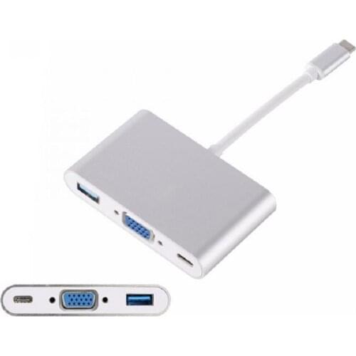 3-In-1 USB 3.1 Type C To VGA Adapter Cable Type-C USB 3.0 Charger Charging Port Digital Multiport Adapters GDeals