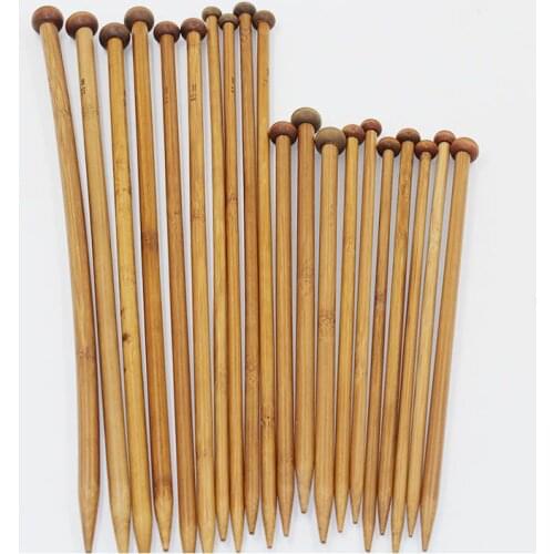 36Pcs Sweater Knitting Circular Bamboo Handle Crochet Hooks Smooth Weave Craft Needle 18 Sizes