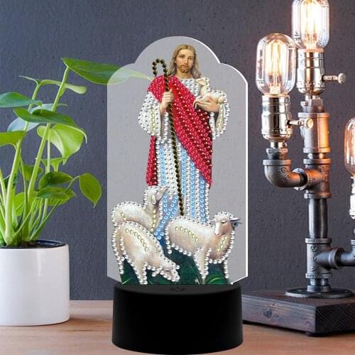 5D Diy Diamond Painting Led Religion Embroidery Night Lamp Needlework Decor Mini Lamp Living Room Bedroom Lighting Decor Gift