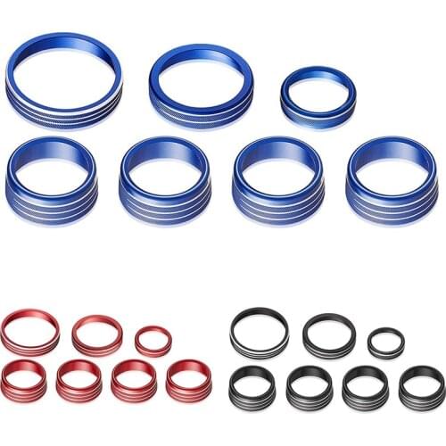 7PCS Car Air Conditioner Volume Knob Ring 4WD Trailer Headlight Switch Button Cover for Ford F150 XLT 2016-2020