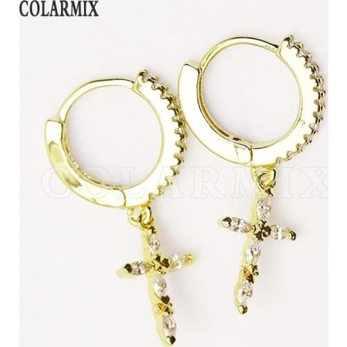 8 Pairs Fashion Zirconia Cross earrings Gold Cross drop earrings fashion jewelry earrings women earrings Cross earrings 8280