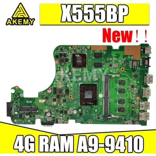 Akmey X555BP motherboard W/ 4G-RAM A9-9410 For Asus X555B X555QG X555Q A555Q K555Q laptop motherboard Test work 100