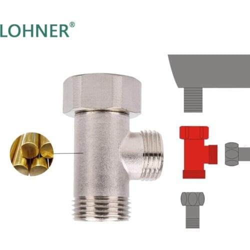 Lohner Bathroom Accessories Shower Diverter Valve T-adapter Toilet Tank Connector Angle Valve 7/8 1/2 3/8 Brass Toilet Parts
