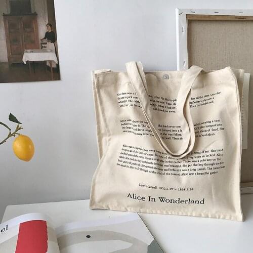 Alice Printed Large Capacity Ladies Single Shoulder Bag Casual Women Tote Bag Wild Girl Canvas Bag Trend Female Travel Handbag