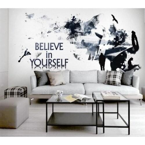 Beibehang Custom wallpaper 3D believe your English alphabet design abstract pattern TV background wall coffee shop decoration