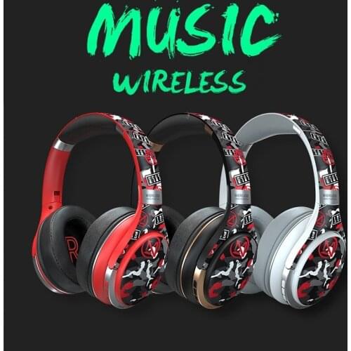 Wireless Bluetooth 5.0 Headphones Hand-Painting Style Bass Music Earbud Sport Headset Support TF Card Mobile Phone Universal