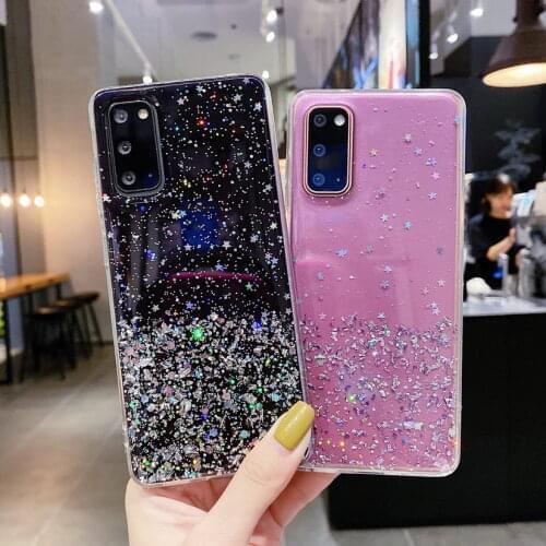 Glitter Stars Phone Case For Realme 8 Pro Q3 case Realme C21 C20 V13 V15 c12 Cute Gradient Clear Cover For Realme GT 7 Pro 6 C3
