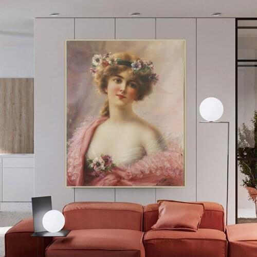 Citon Emile Vernon《A Summer Beauty》Canvas Oil painting Charming lady Artwork Poster Picture Modern Wall Decor Home Decoration