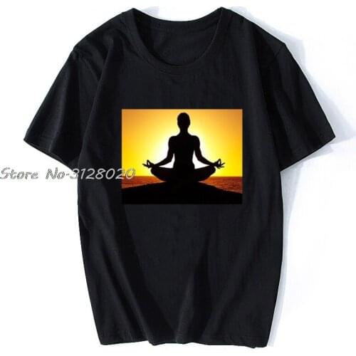 Rising Sun Yoga Meditation Sun Greeting mens (womans available) TShirt Black Cool Casual Pride T Shirt Men Unisex Fashion tees