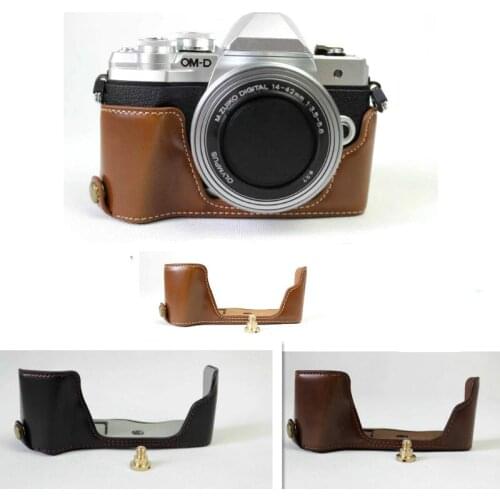 Pu Leather Case Bottom Opening Version Protective Half Body Cover Base For Olympus OMD EM10m3 OM-D E-M10 Mark III 3 Camera