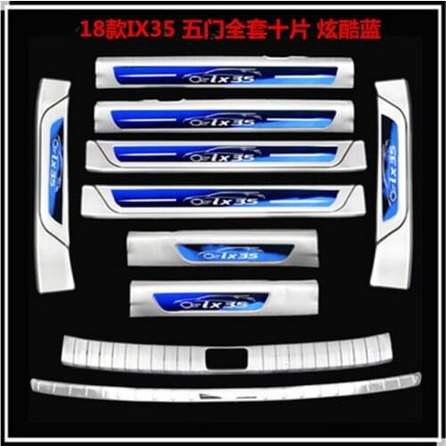 Stainless Ste Rear bumper Protector Sill Scuff Plate/Door Sill Protector Sticker For Hyundai IX35 2018 10PCS