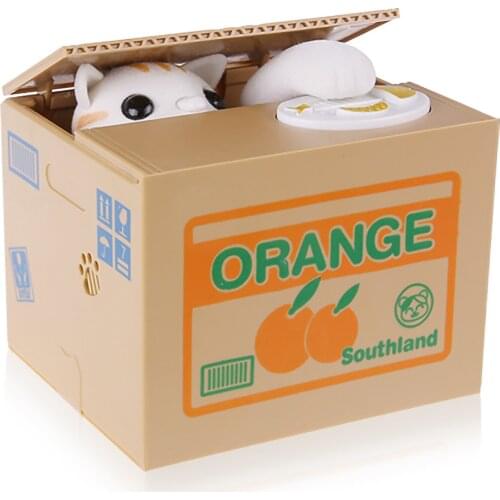 1pc Coin Box Kids Money Bank Automated Cat Thief Money Boxes Toy Gift for Children Coin Piggy Money Saving Box