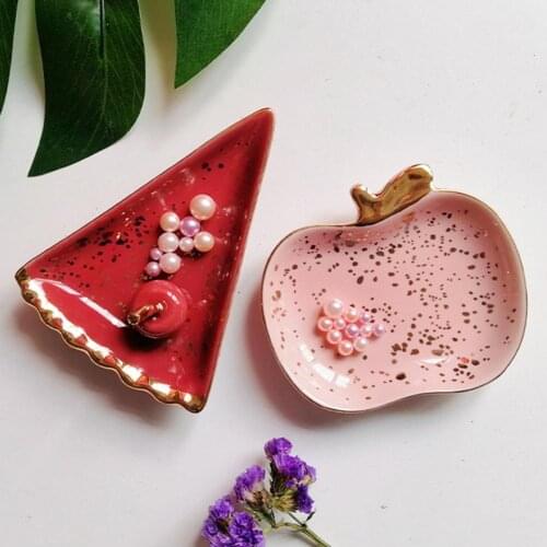 Jewelry Packaging box Ceramic Watermelon Apples Shape Earrings Necklace Jewelry Storage Dish Plate lovely storage box