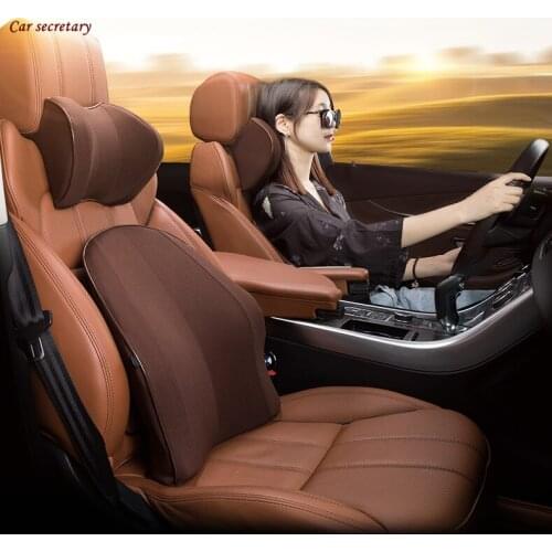 Leather fabric car Pillow cushion back pillow lumbar support for office chair cushion Auto Universal 3D Memory Foam Accessories