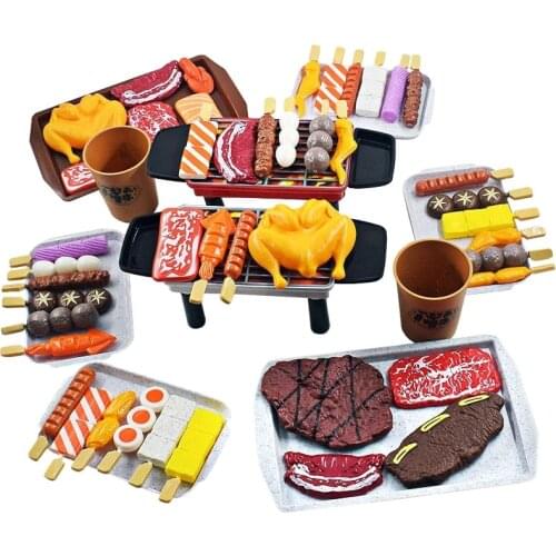 Kitchen Bbq-Toys Simulation Miniature Pretend Play Chicken Food-Cooking Kids Barbecue Set Steak-Vegetable Play House Toy Gifts