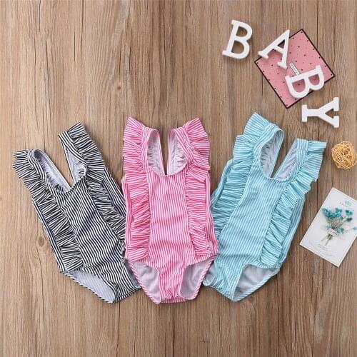 2019 Summer Newborn Infant Baby Swimwear Lovely Boys Girls Striped Swimming Suit Kids Girls Swimsuit Baby Beachwear Outfits